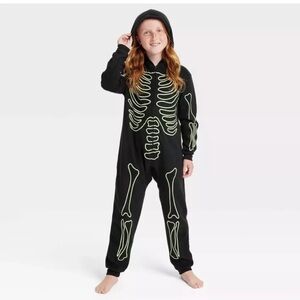 Unisex Kids Glow-In-The-Dark Skeleton Halloween Matching Family Union Suit NWOT